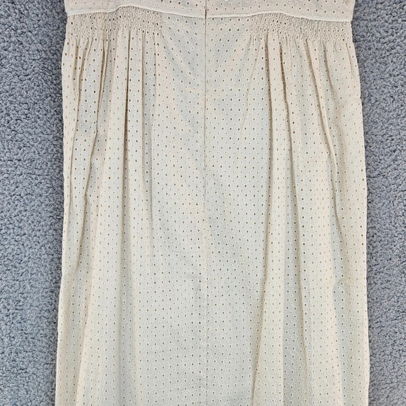 Rebecca Taylor Beige/Cream Lyra Embroidered cutout Midi dress Sz  10 Eyelets - Picture 15 of 16